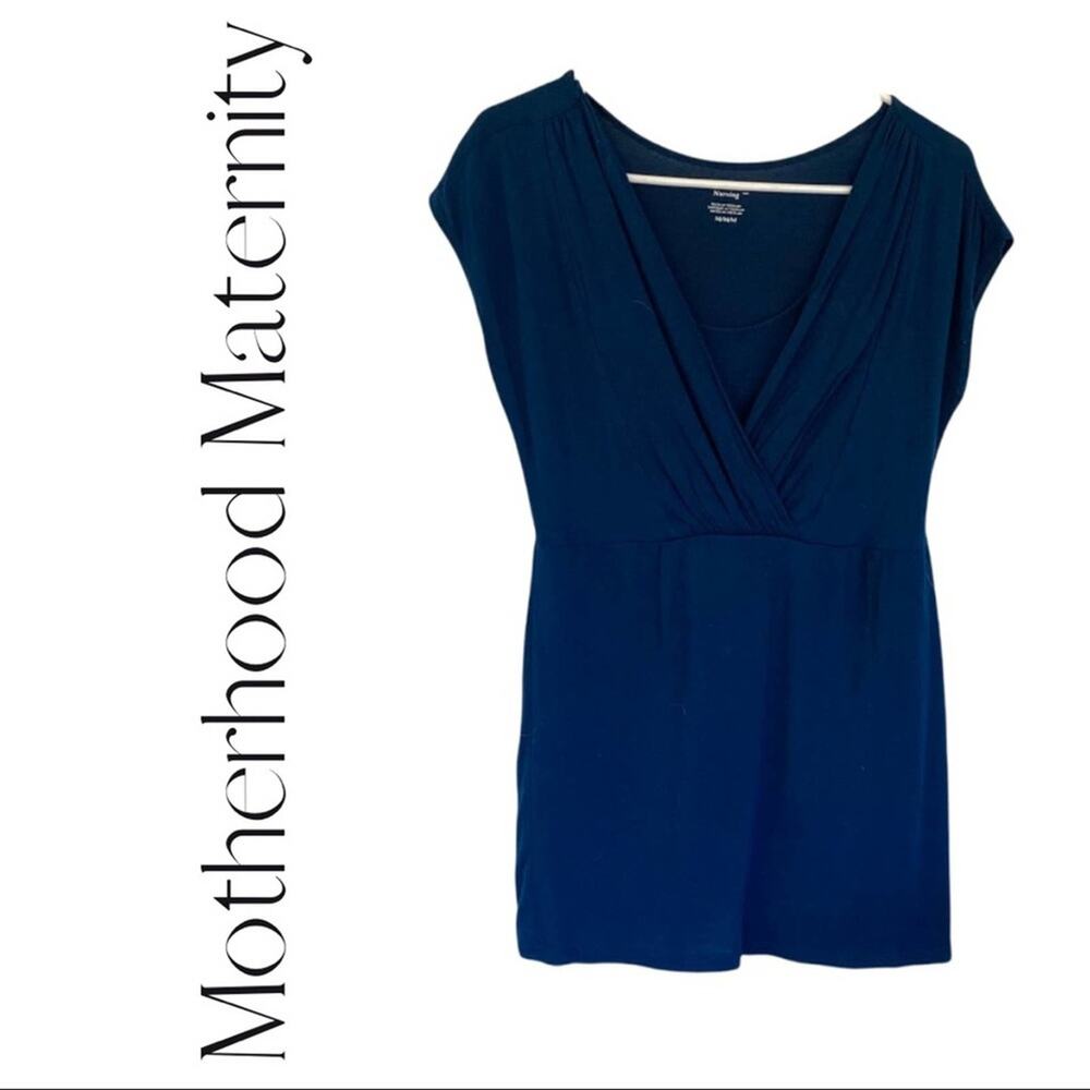 Motherhood Maternity Blue V-Neck Nursing Blouse